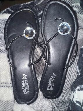Personal Identity Black Gem-Accent Women's Sandals